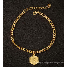 Shangjie OEM 26 Lettre anglaise HEXAGON ANKLETS 18K Gold Basdless en acier inoxydable